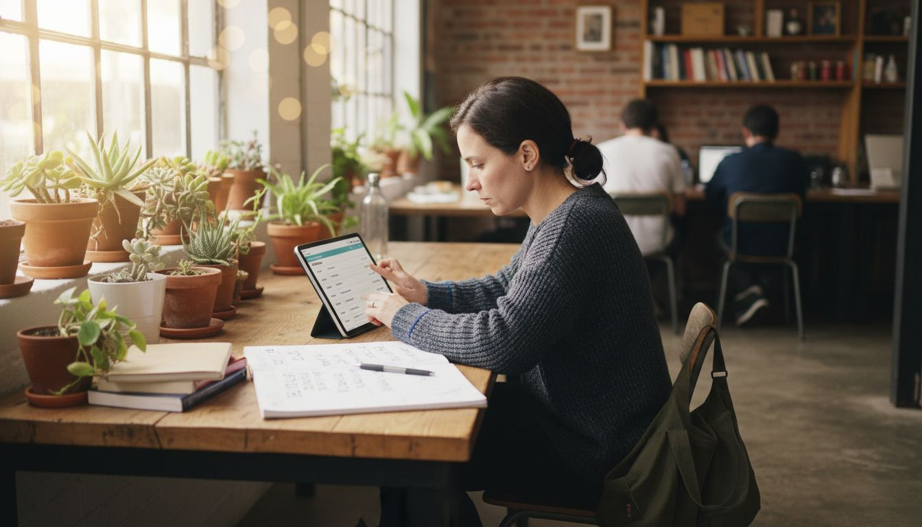 Businesswoman comparing blog hosting providers