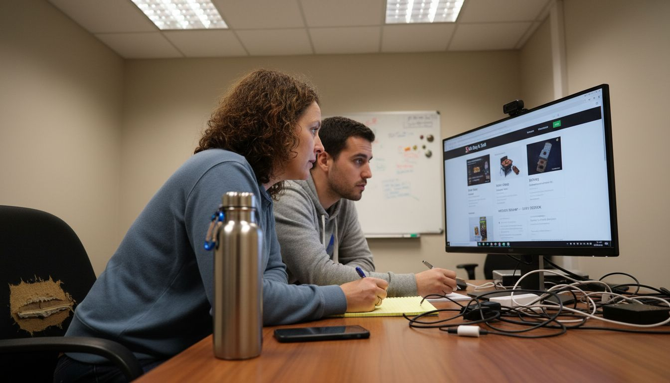 Team reviewing website SEO strategies