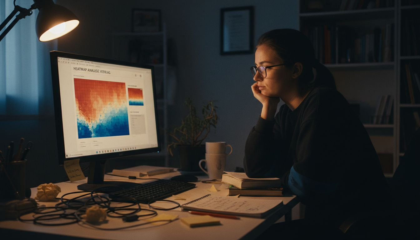 Woman analyzing user behavior heatmap