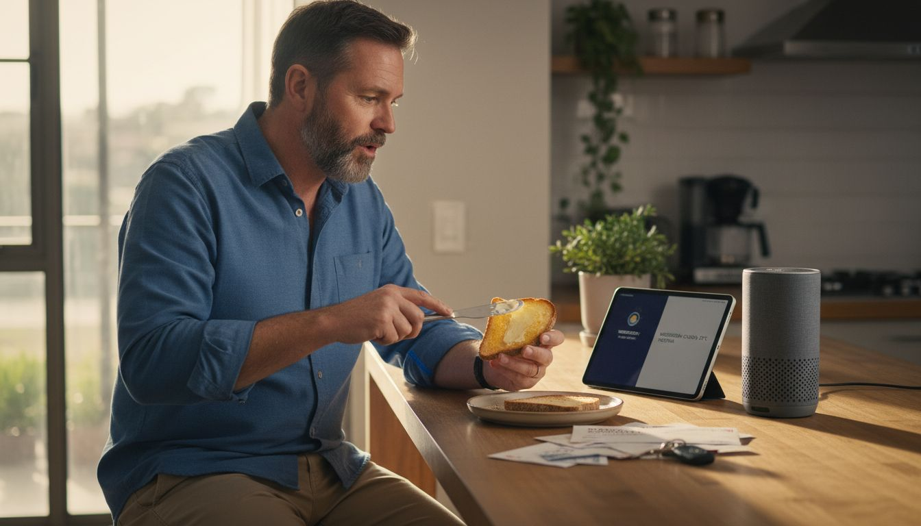 User interacting with voice search on smart device