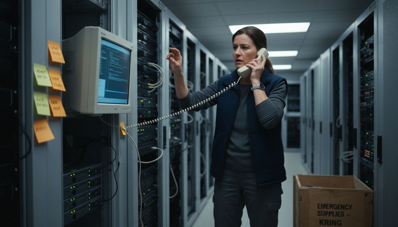 Operations lead managing server downtime situation