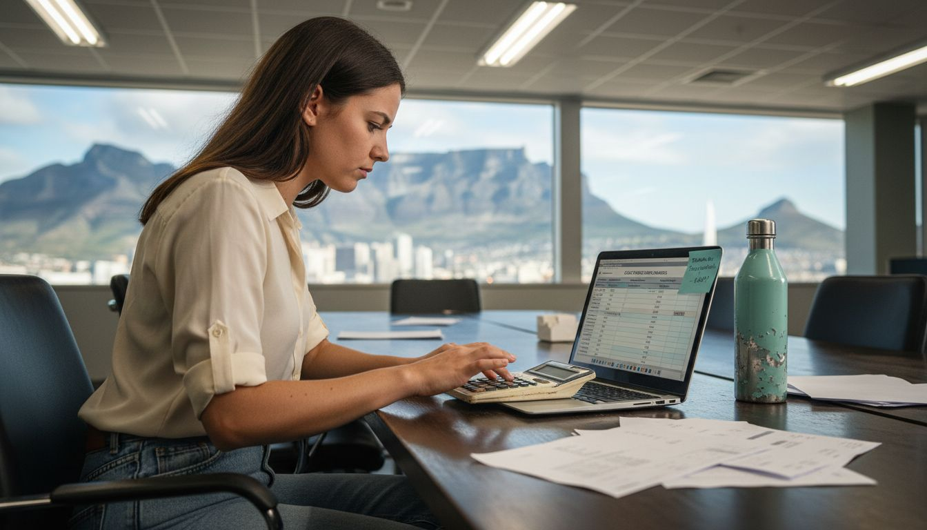 Finance analyst calculating cloud storage savings