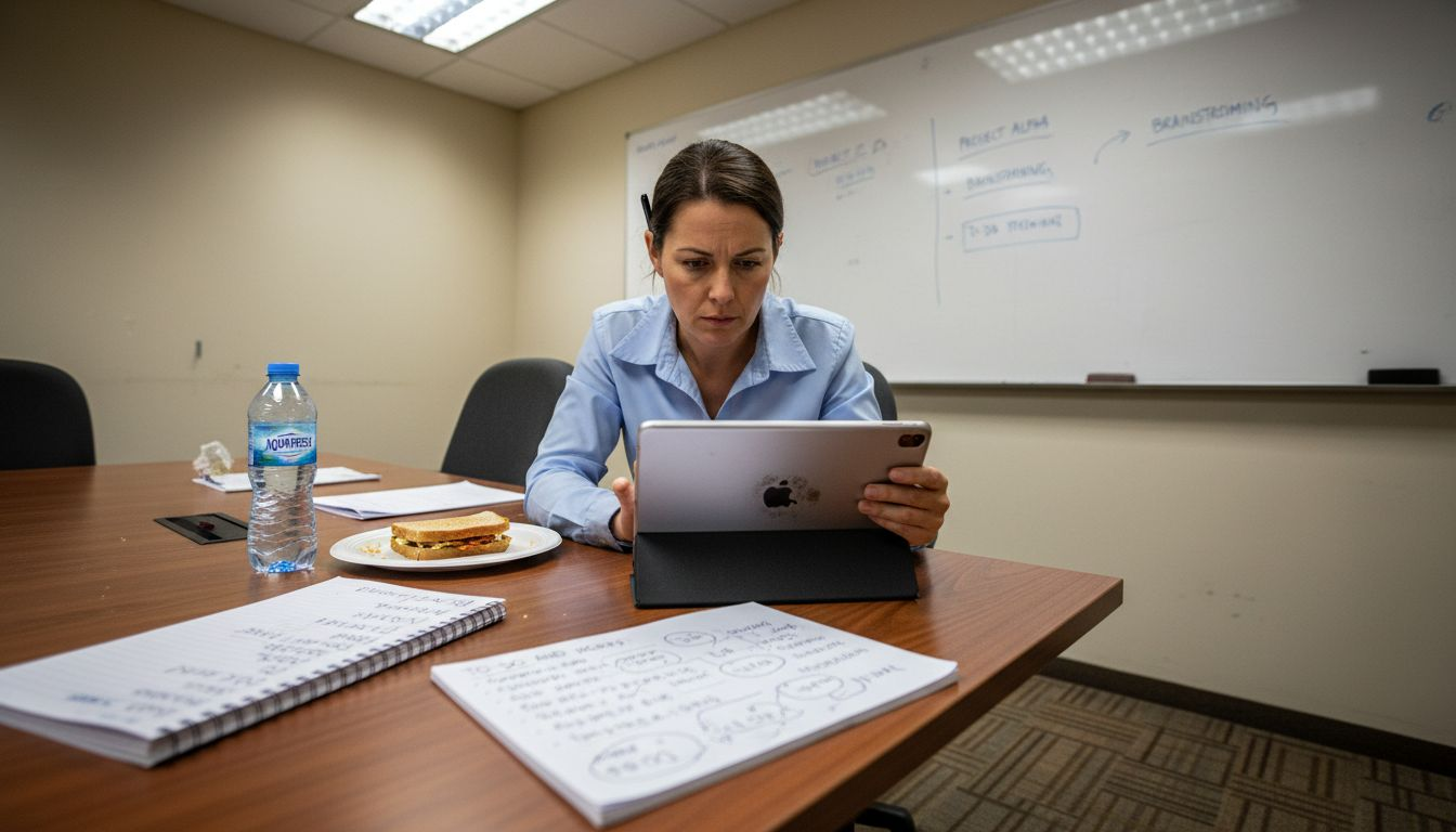 Professional woman evaluating digital platforms