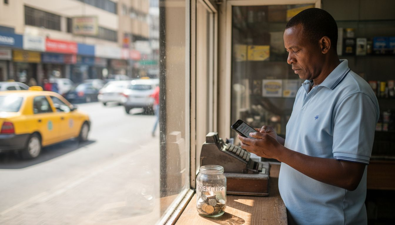 Business owner checking mobile-friendly website