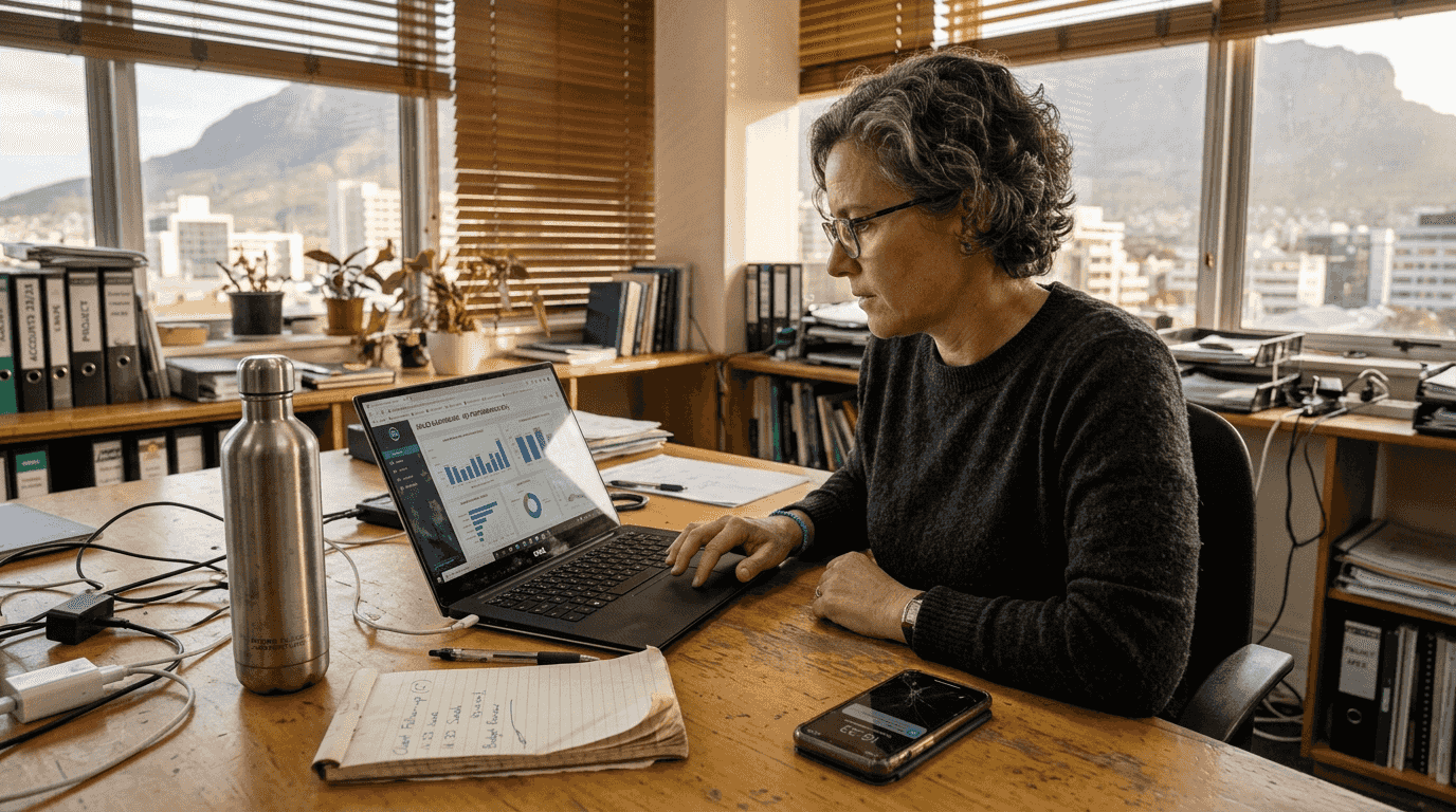 Business owner using custom software workspace