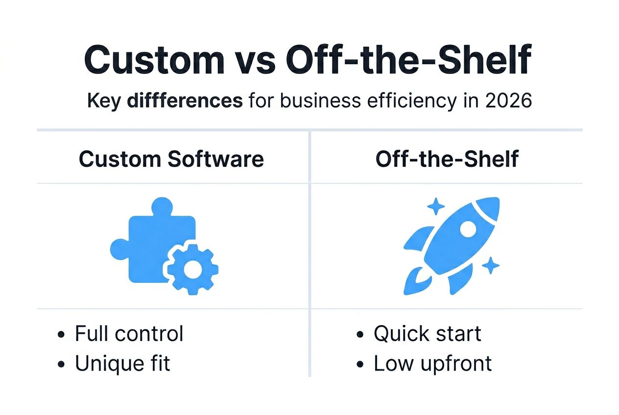 Infographic comparing custom and off-the-shelf software