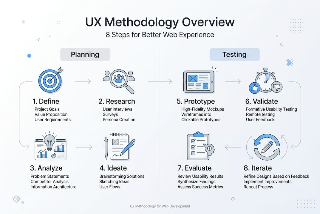 Infographic of ux methodology overview steps