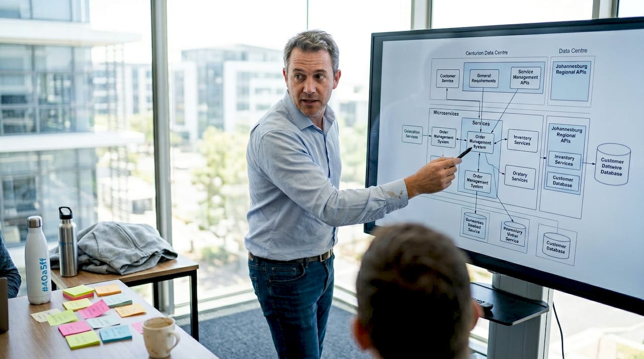 Systems architect reviews microservices architecture