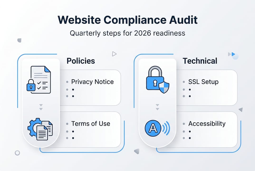 Infographic showing compliance audit steps and areas