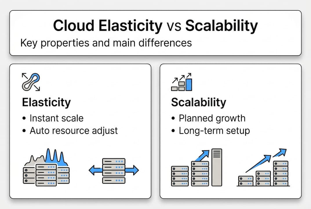 Infographic comparing elasticity and scalability