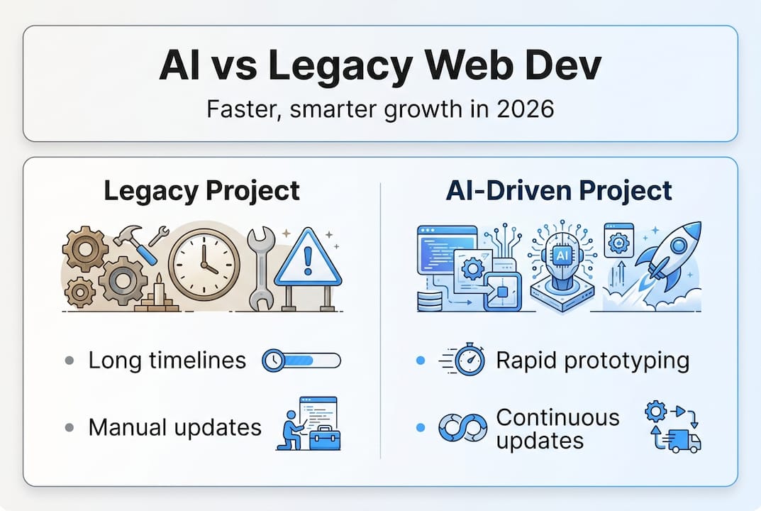 Infographic AI versus legacy web development