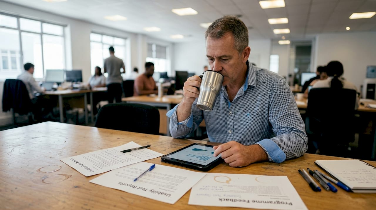 Manager reviewing web usability test reports