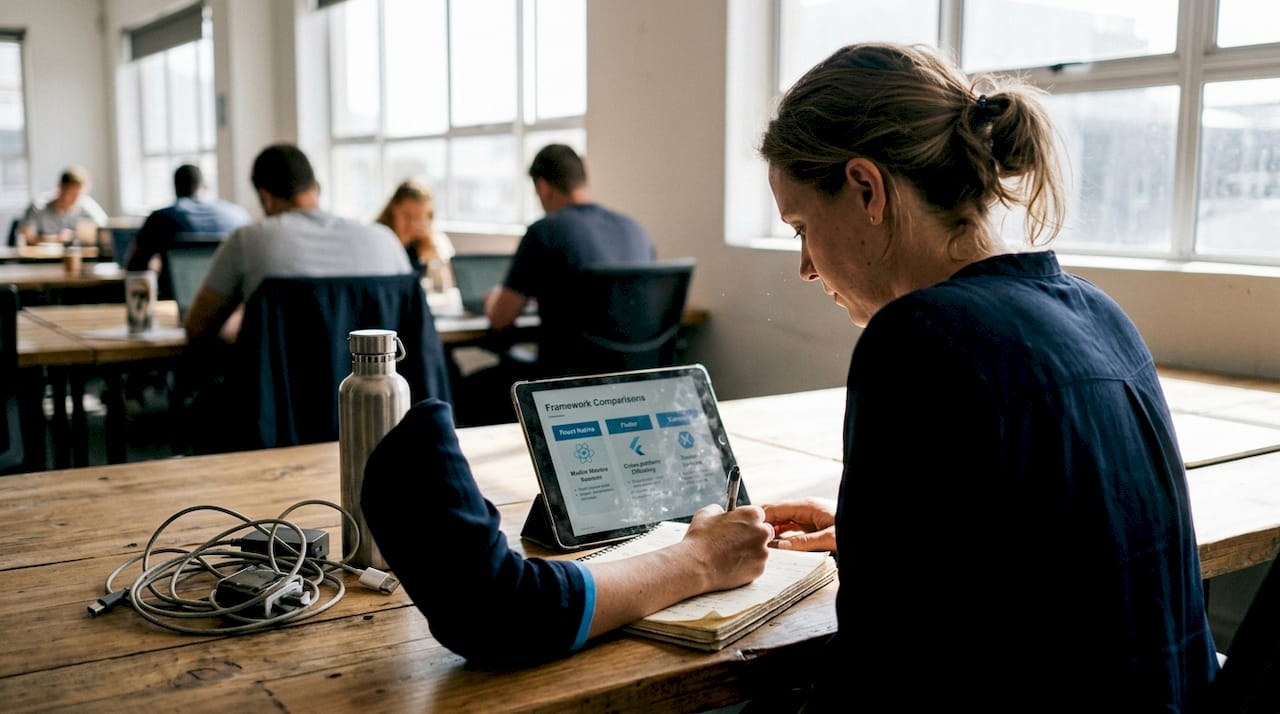 Business analyst comparing app frameworks