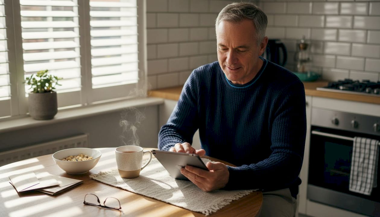 Man working from home at kitchen table