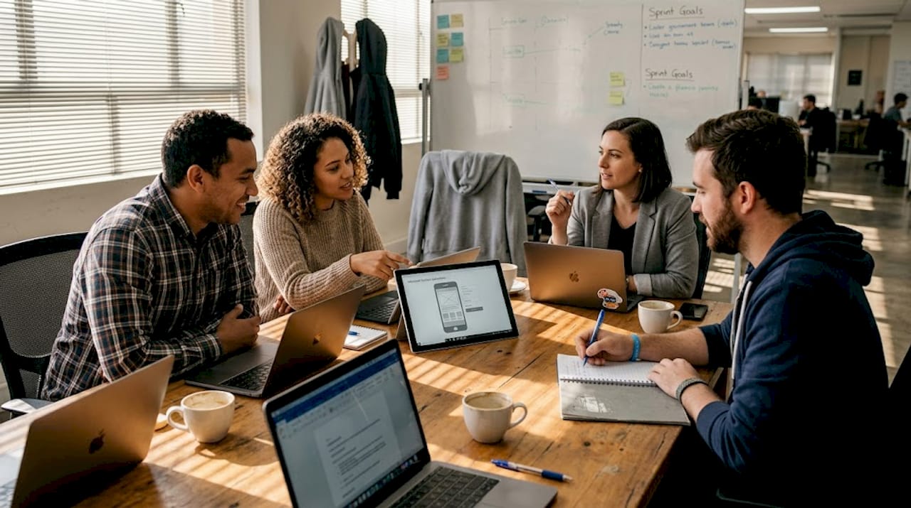 Developers planning custom app workflow sprint