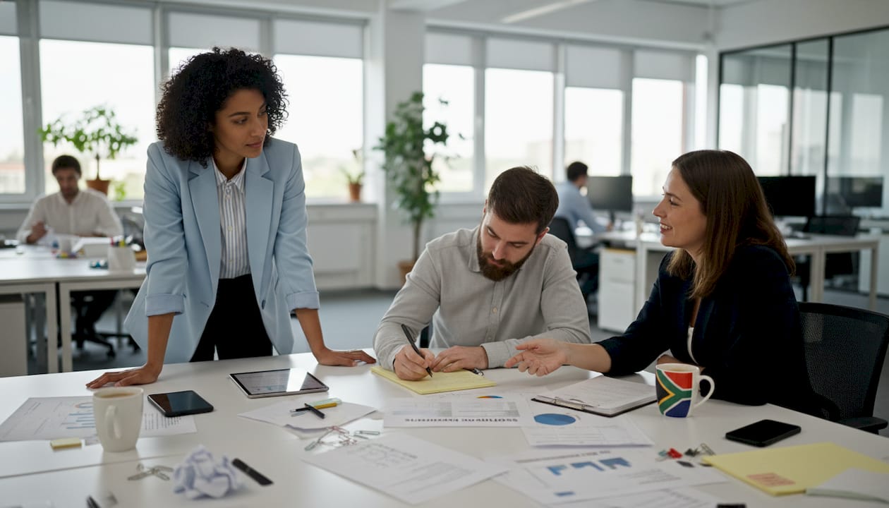 Team discussing custom software requirements