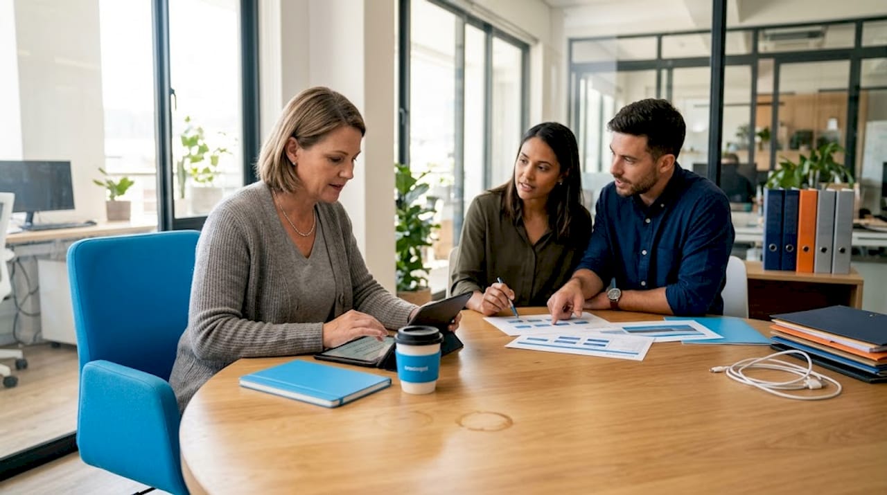 Project manager discussing integration workflows