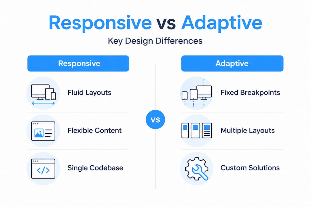 Infographic comparing responsive and adaptive web design