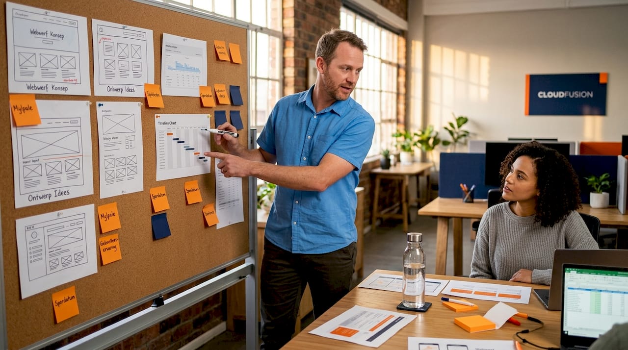 Project manager planning web development steps