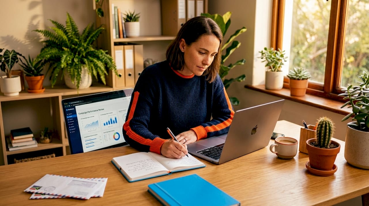 Marketer managing automated email workflows