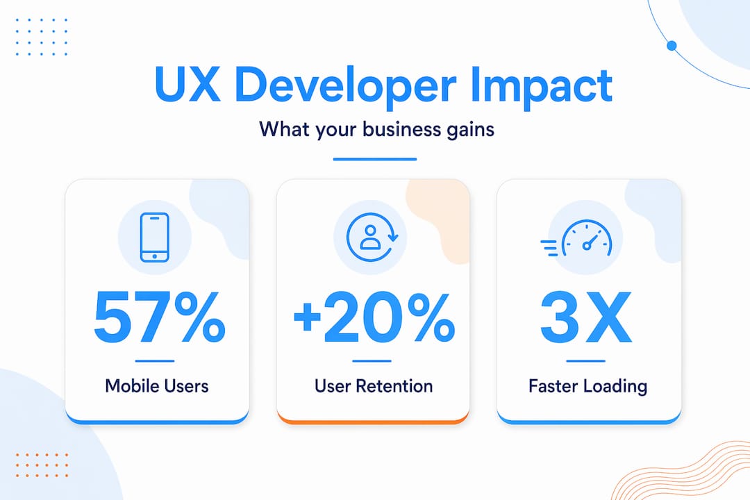 Infographic with key statistics on UX developer value