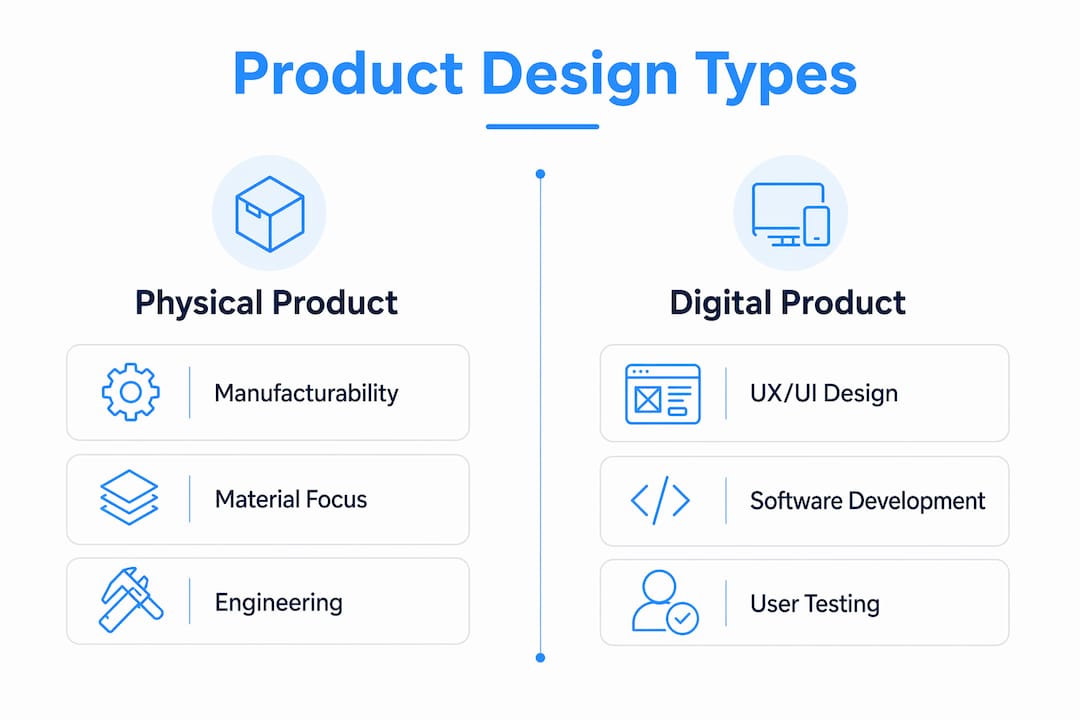 Infographic comparing physical and digital product design