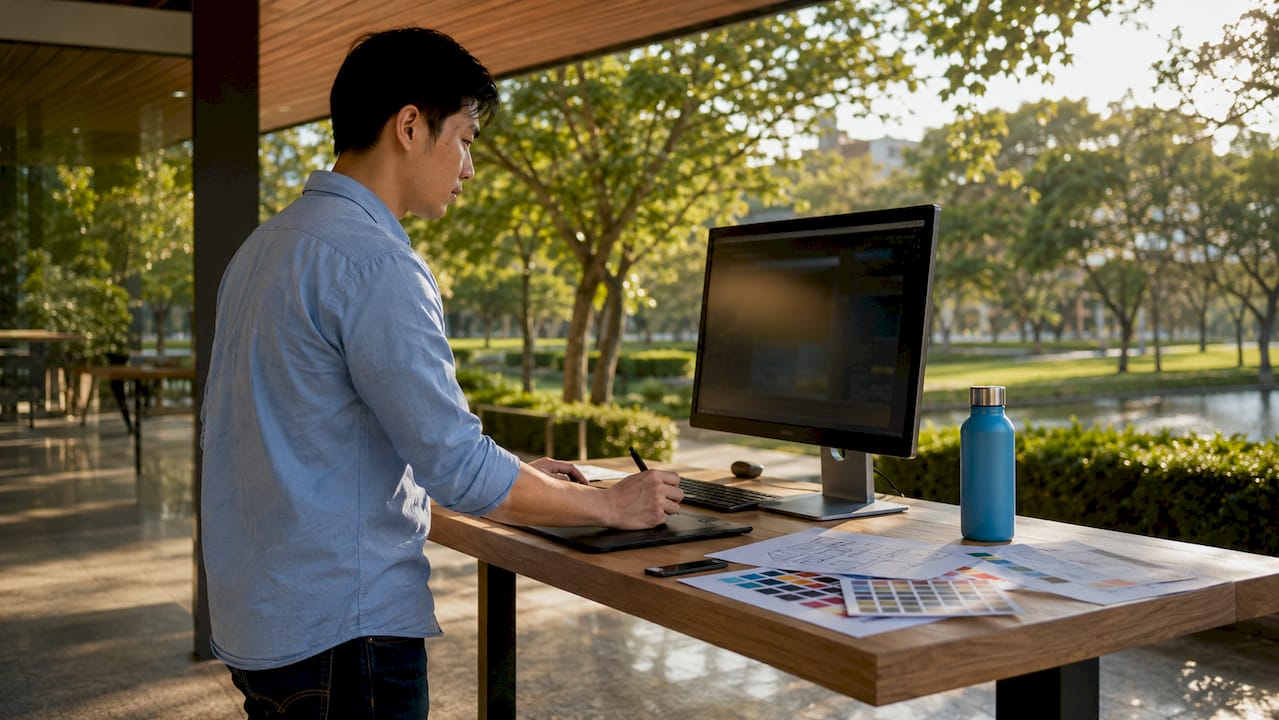 Developer adjusting culturally adapted website layout