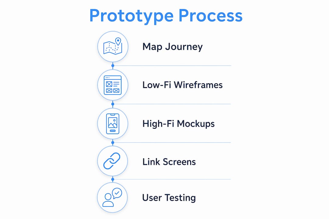 Infographic illustrating website prototyping steps