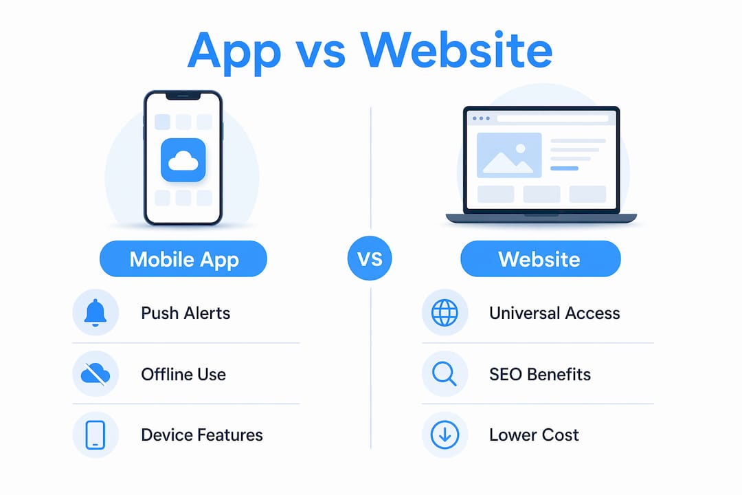 Infographic comparing mobile app and website benefits