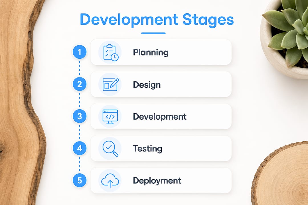 Infographic showing enterprise app development stages