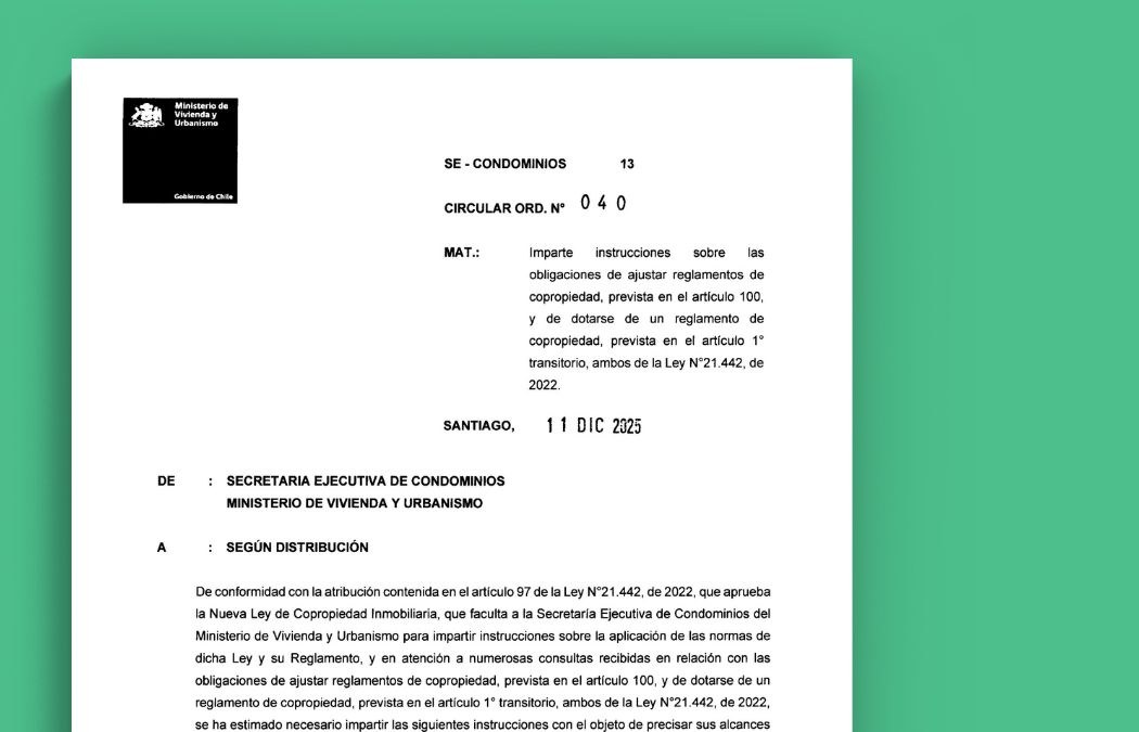 Circular N°13 del MINVU sobre el Reglamento de Copropiedad