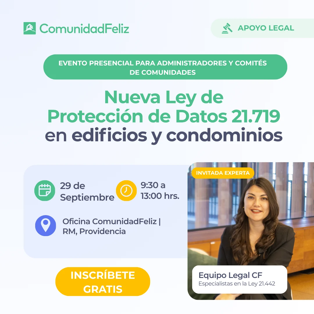 Evento presencial sobre la Ley 21.719 de Protección de Datos en edificios y condominios