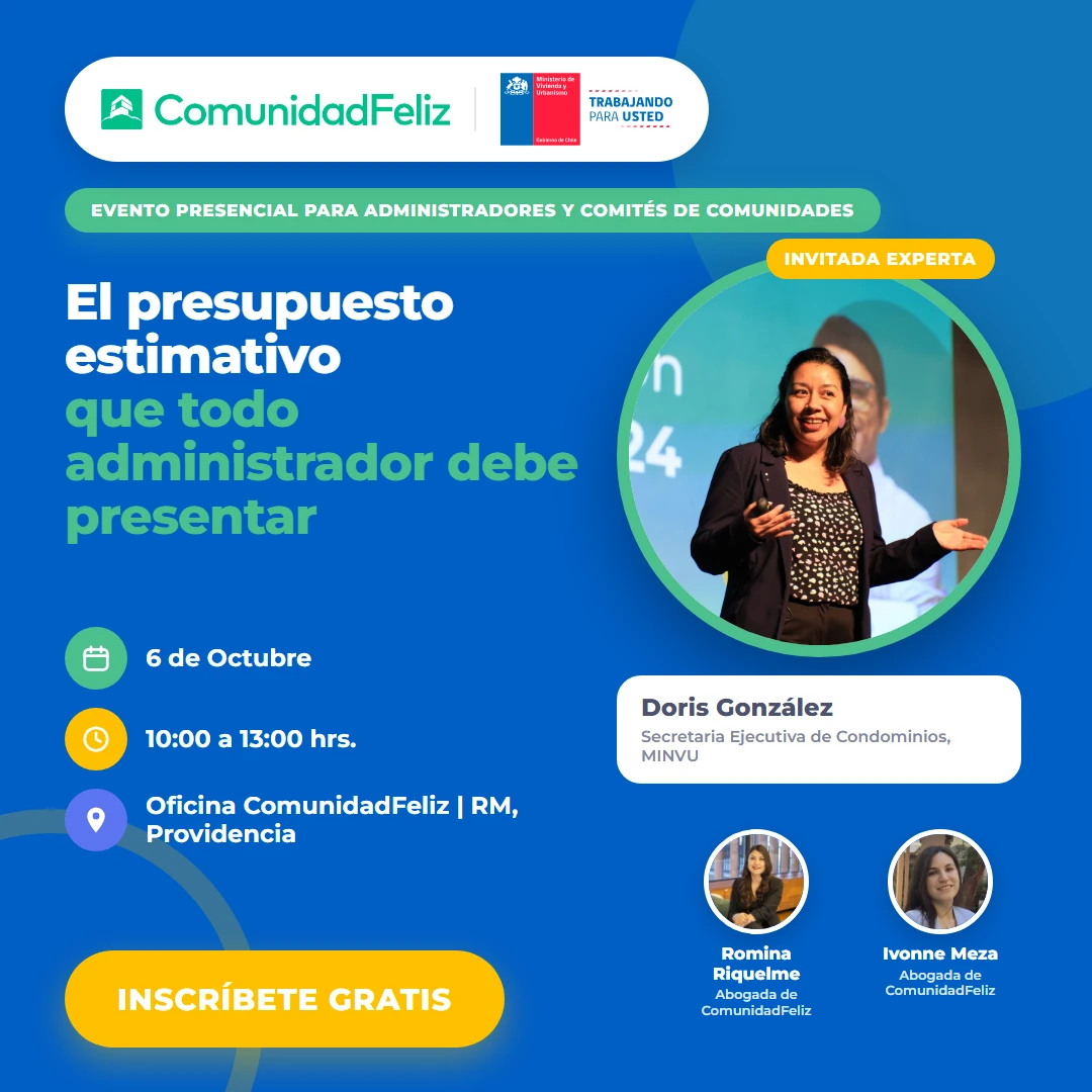 Evento presencial junto al MINVU: el presupuesto estimativo que todo administrador debe presentar, 6 de octubre