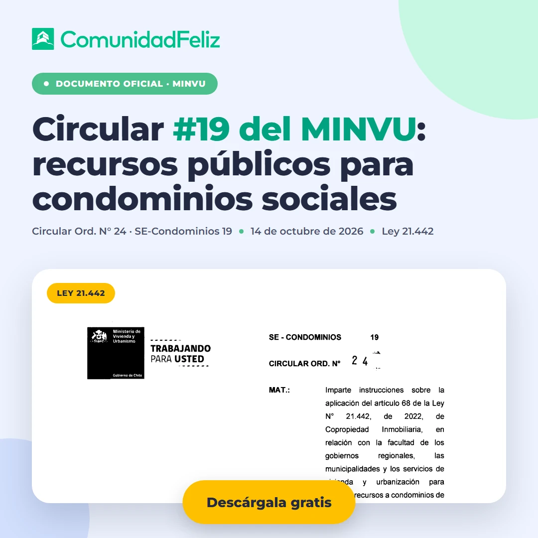Circular #19 del MINVU sobre el acceso de condominios de viviendas sociales a recursos y programas públicos