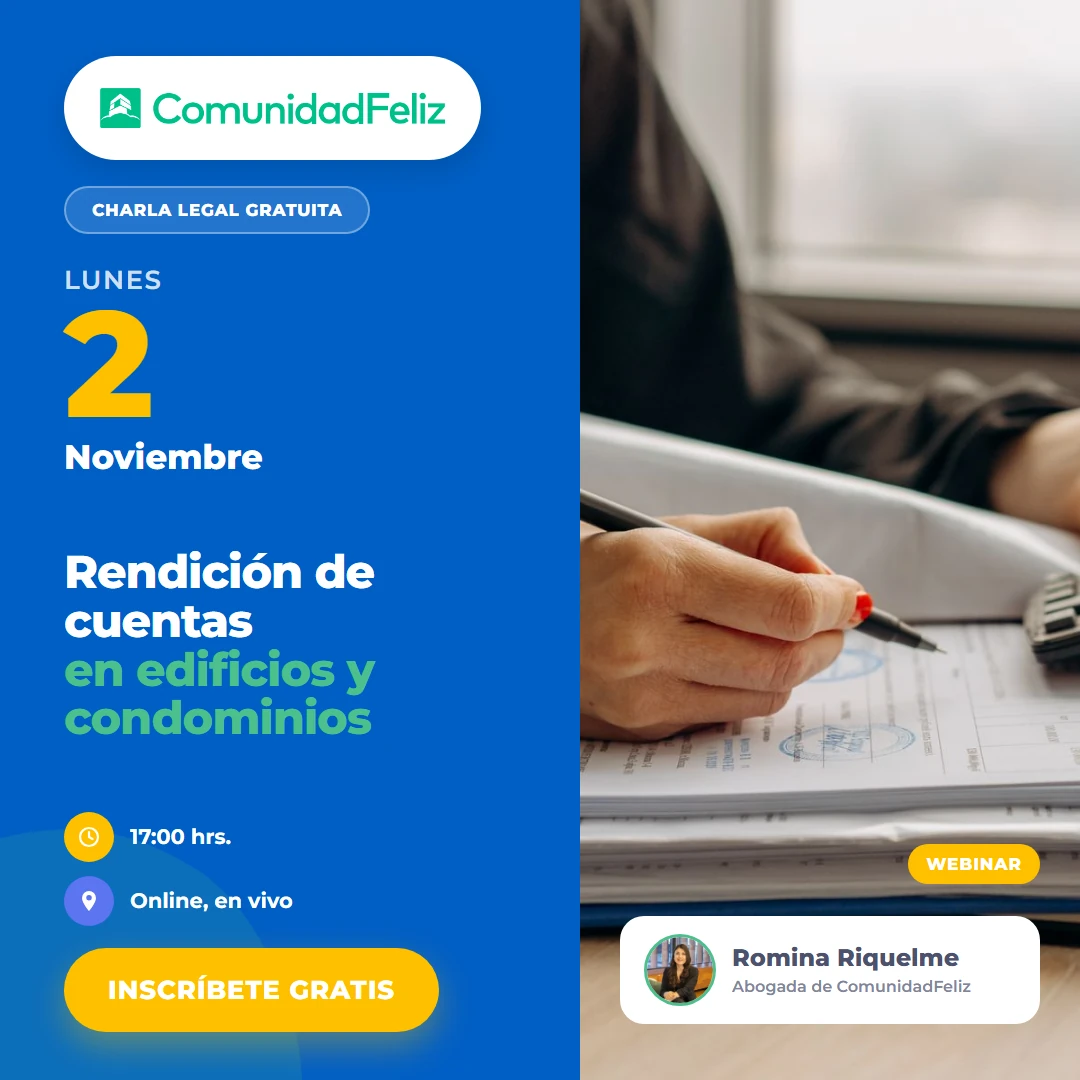 Webinar Rendición de cuentas en edificios y condominios con Romina Riquelme, lunes 2 de noviembre 17:00