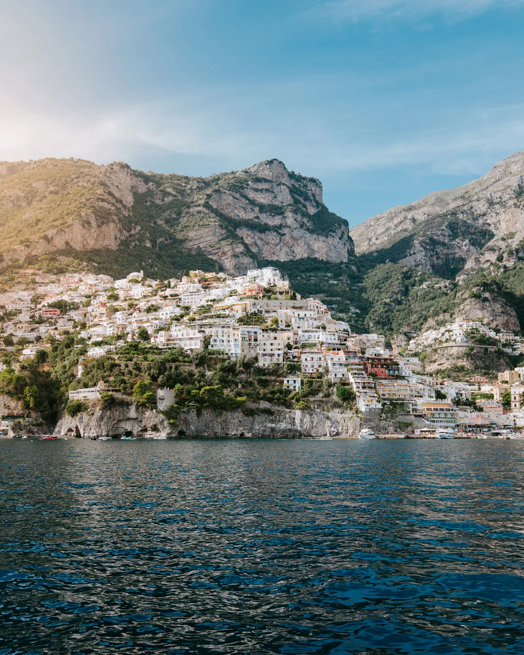 Positano climbing the hills above the Mediterranean