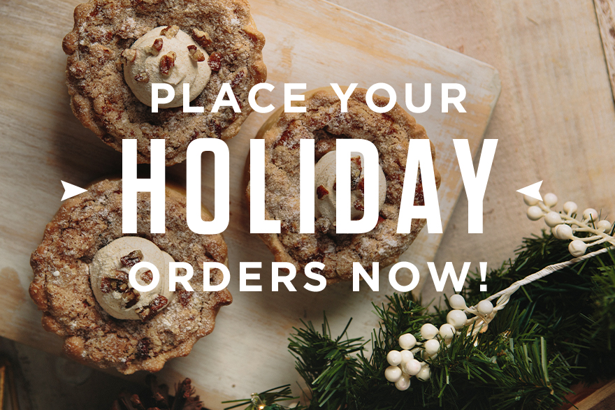 Holiday order graphic reading “Place your holiday orders now!”