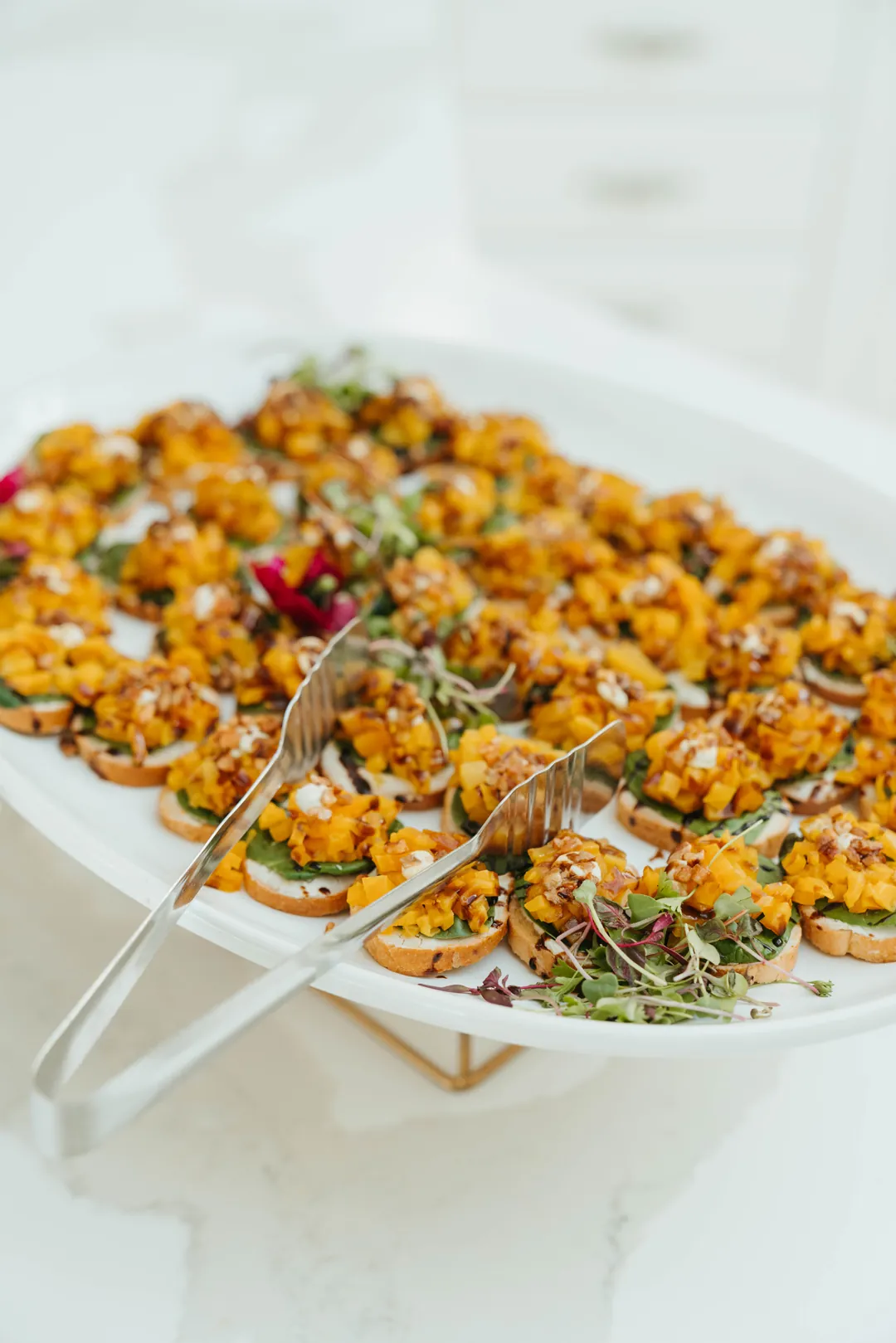 Roasted vegetable and grain salad on a serving platter