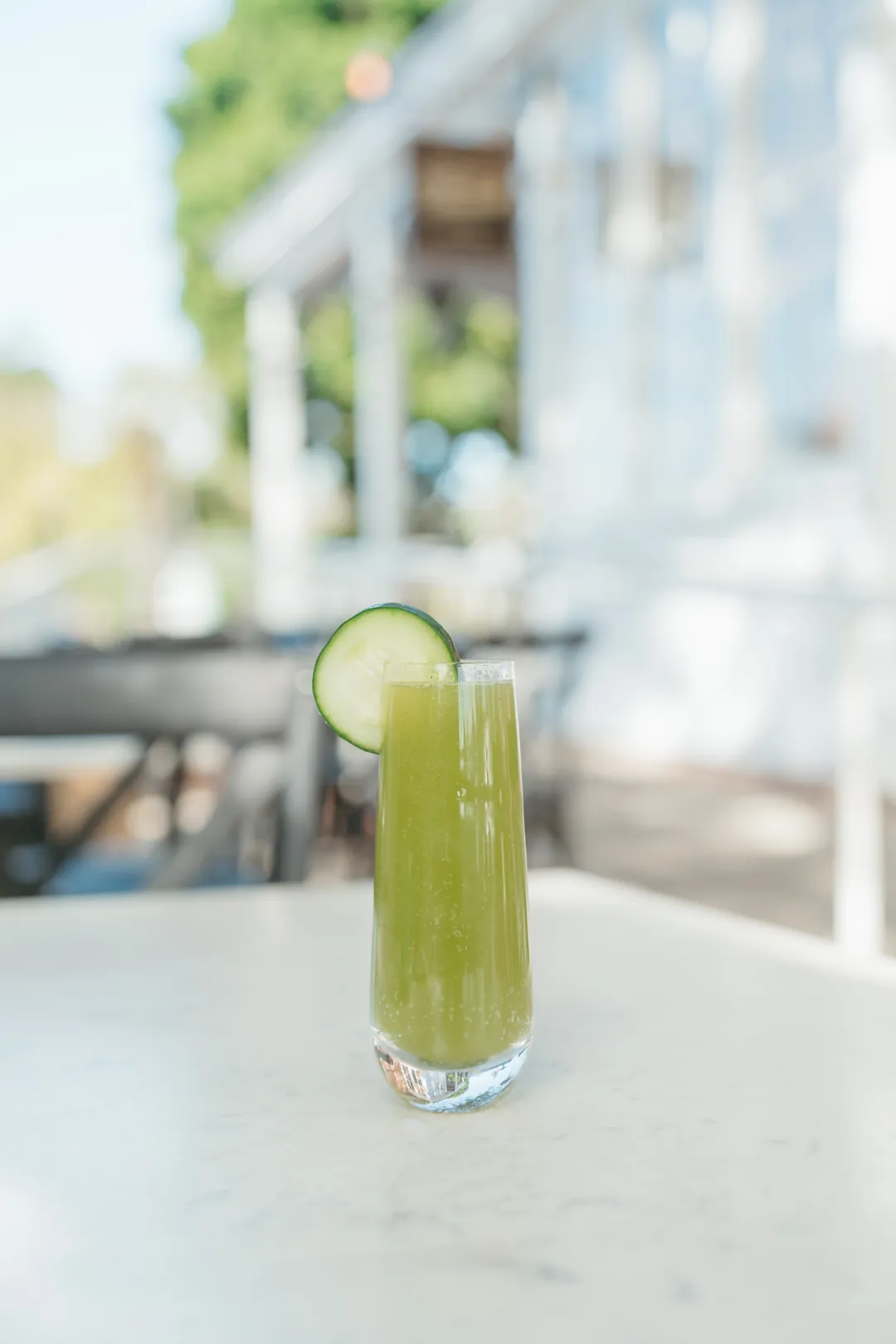Lucky mimosa made with cucumber lime juice