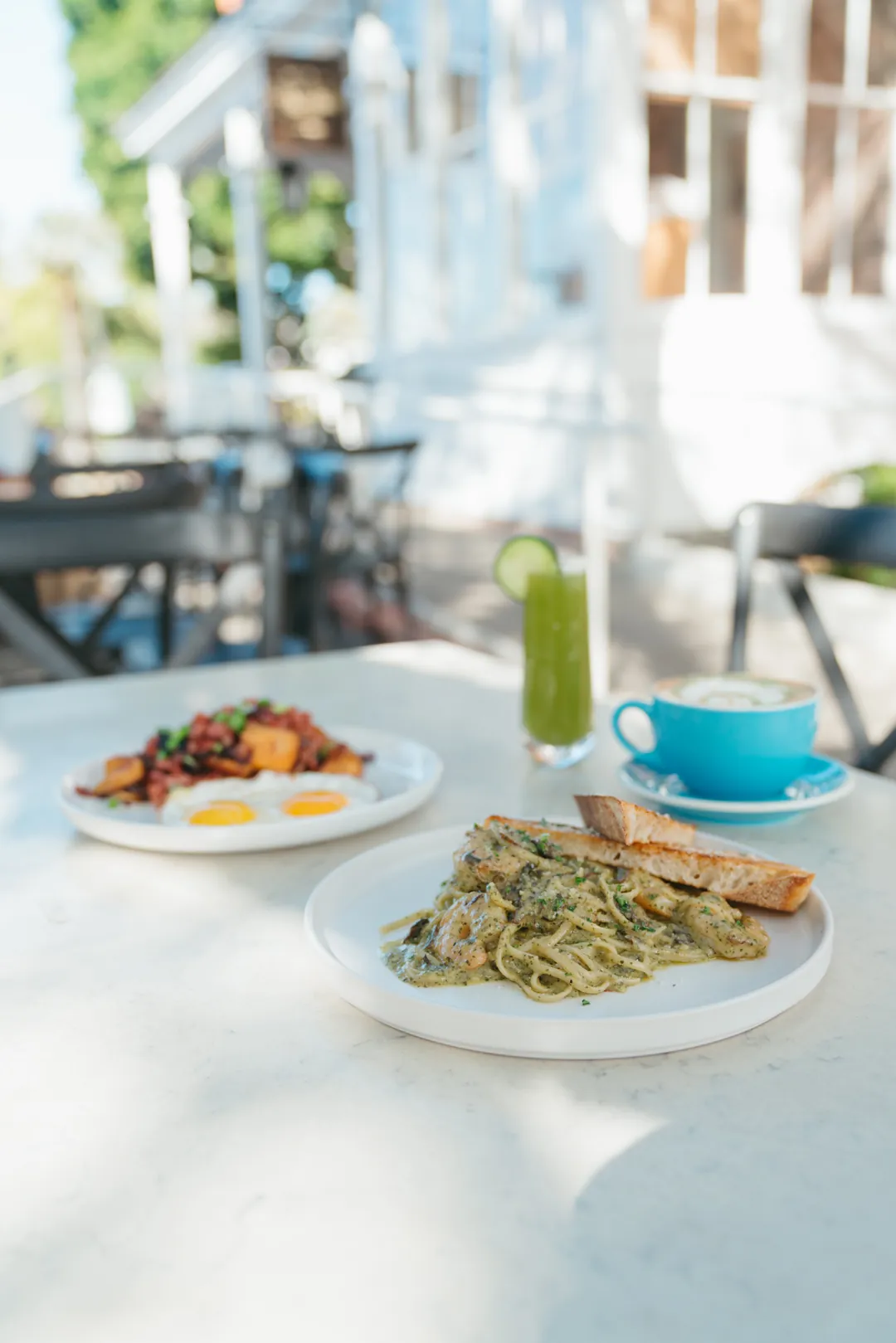 March specials arranged on an Egan House patio table
