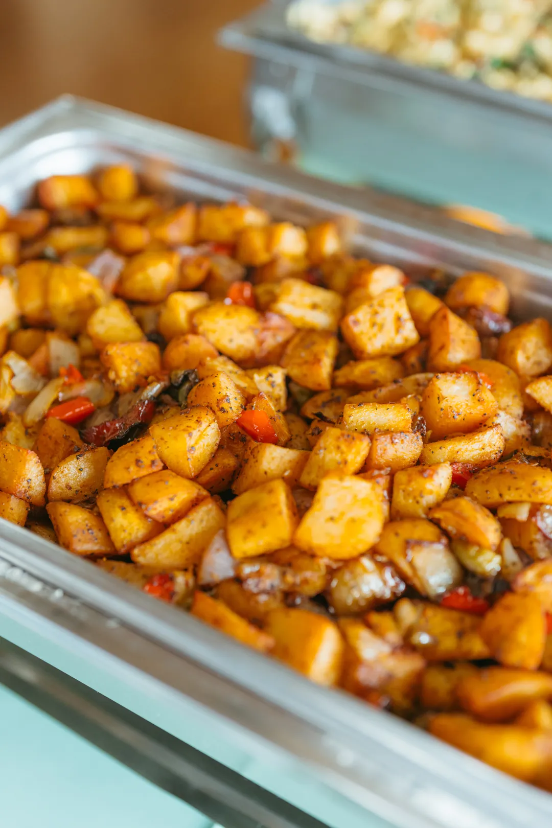 Roasted breakfast potatoes with onions and peppers
