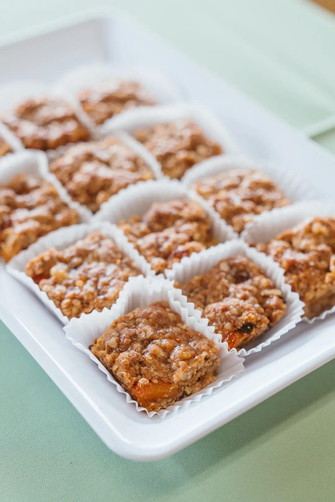 Tray of apricot oatmeal bars