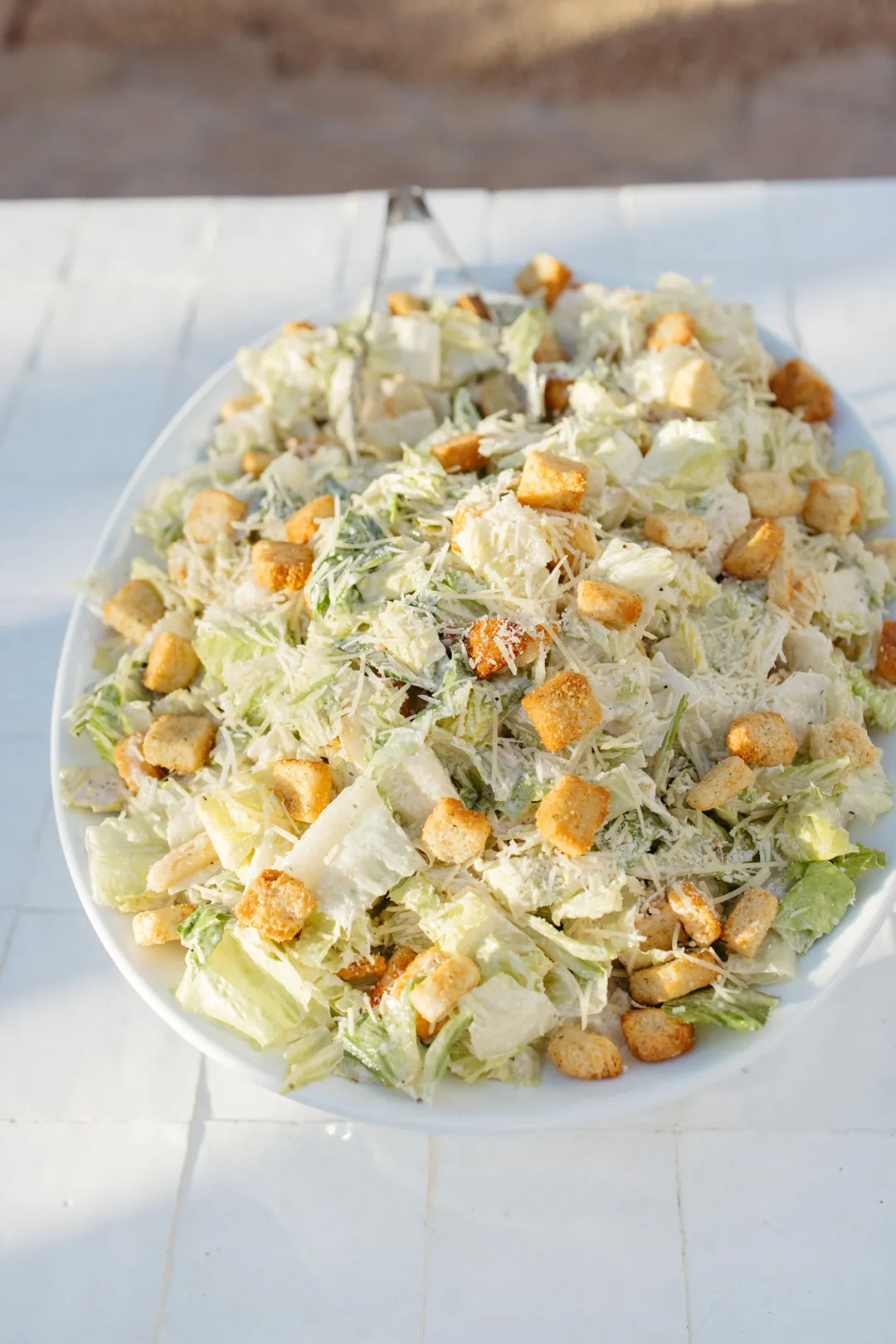 Caesar salad with romaine, Parmesan and croutons