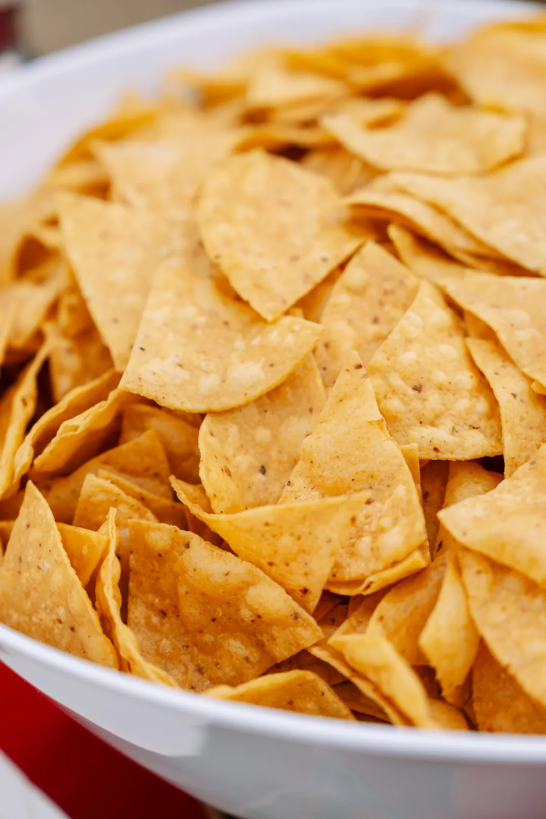 Large bowl of fresh tortilla chips