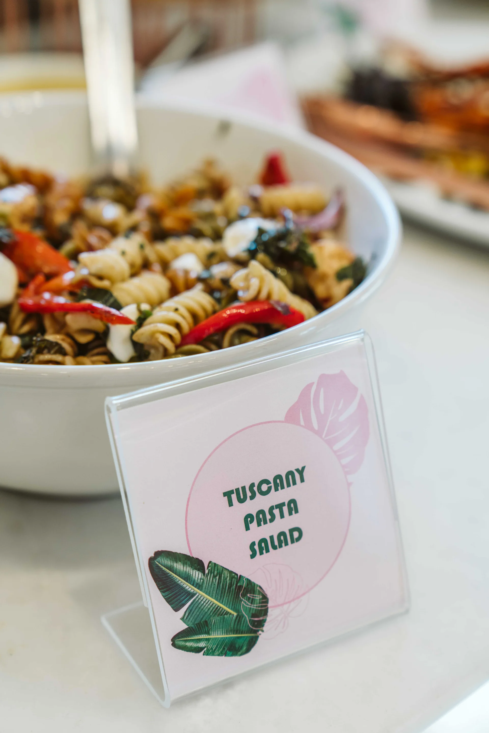 Tuscany pasta salad on the dinner buffet