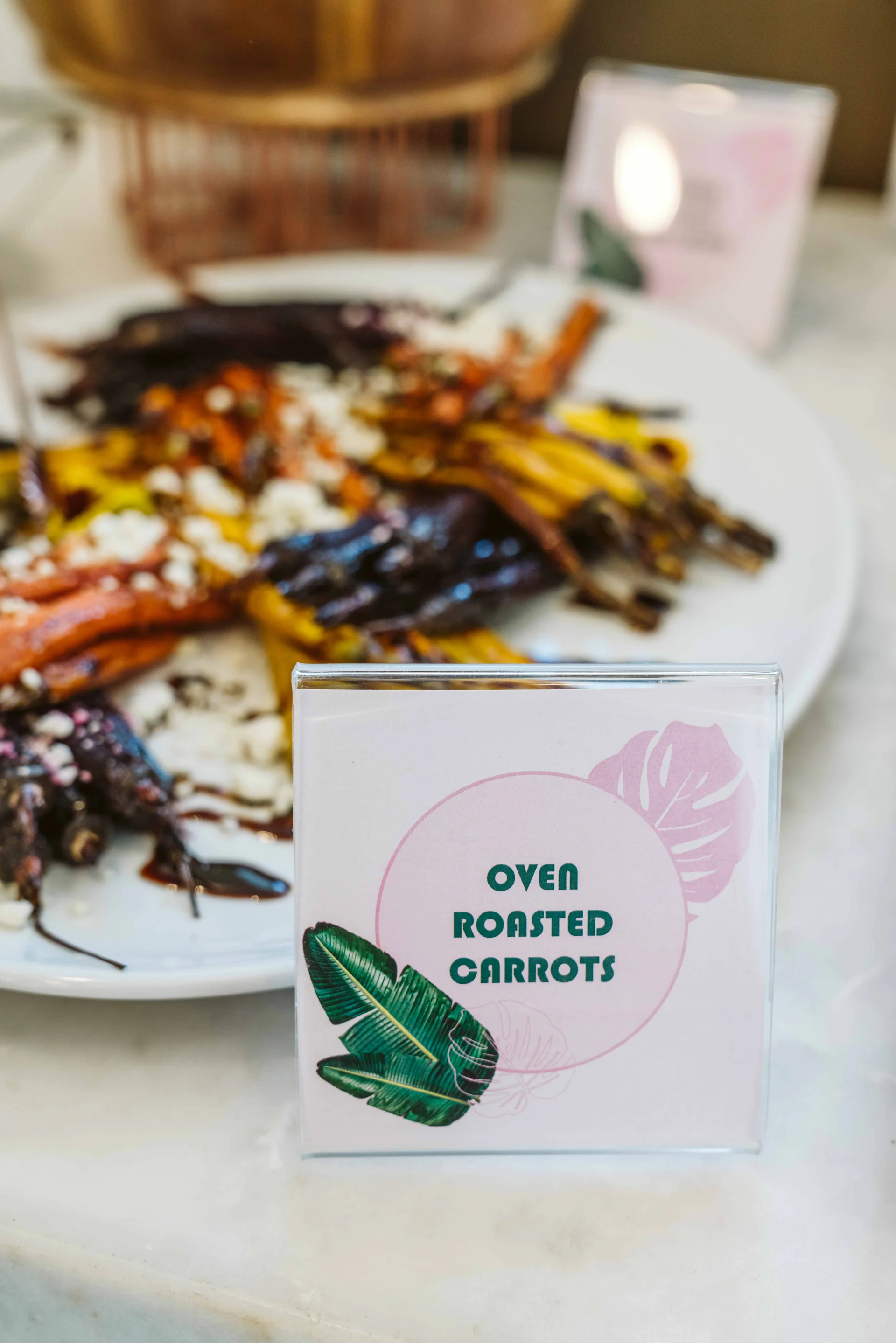 Oven-roasted carrots on the dinner buffet