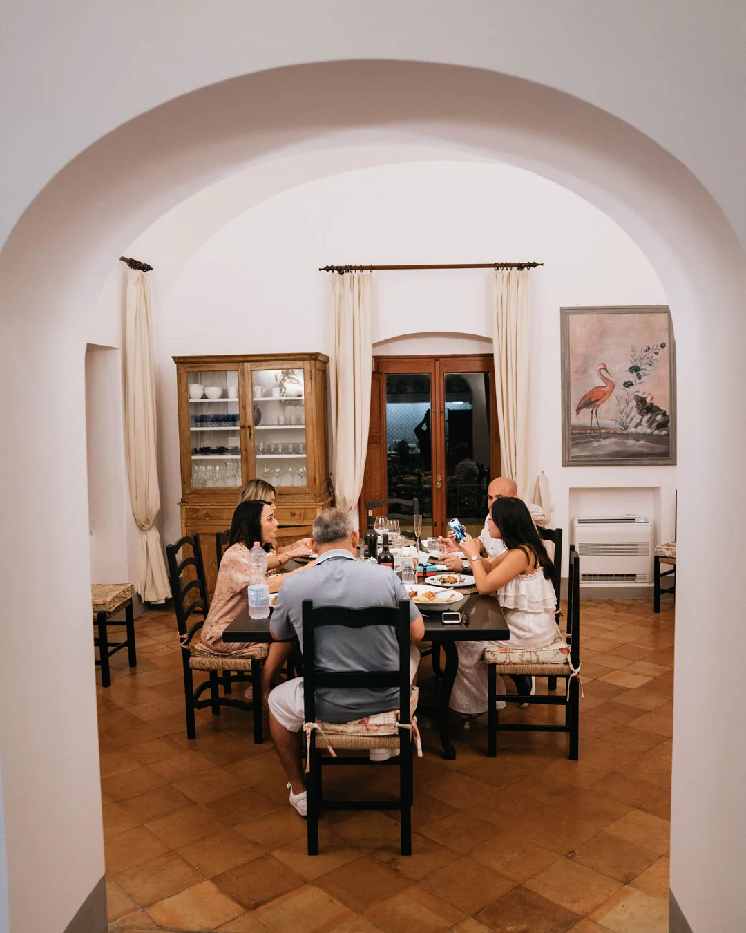 Group seated around a restaurant dining table