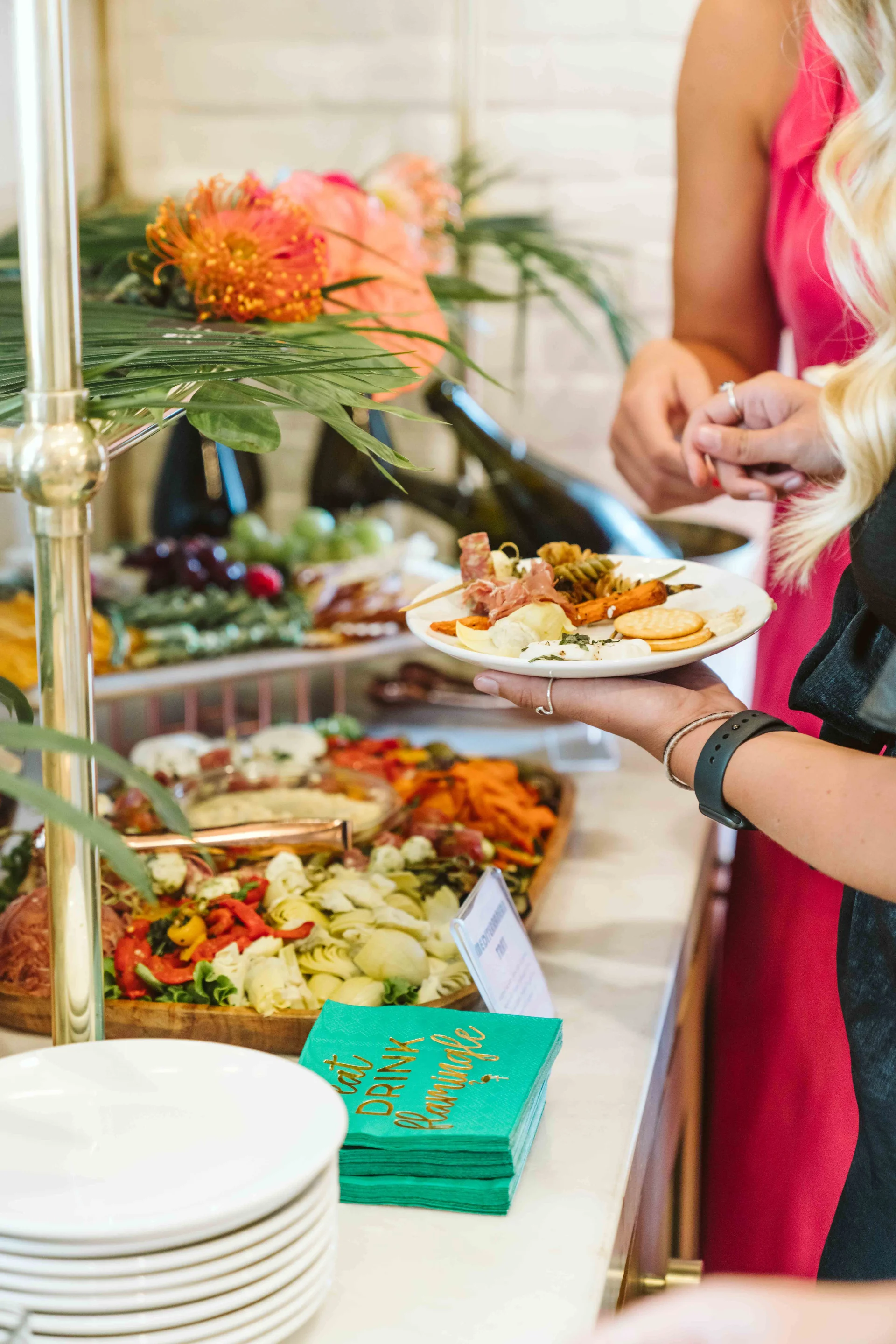 Guest serving food from the dinner buffet
