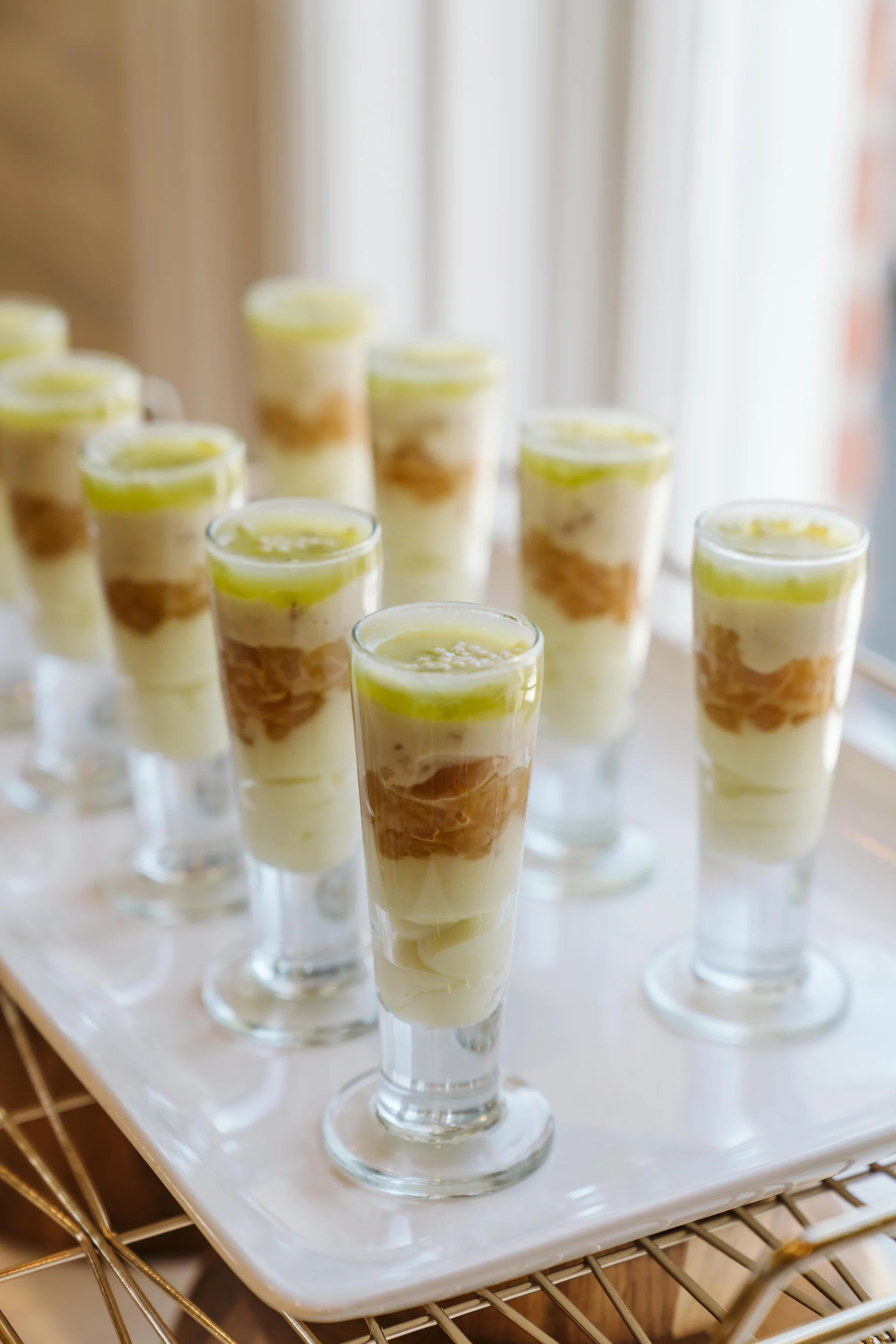 Rows of key lime dessert shots