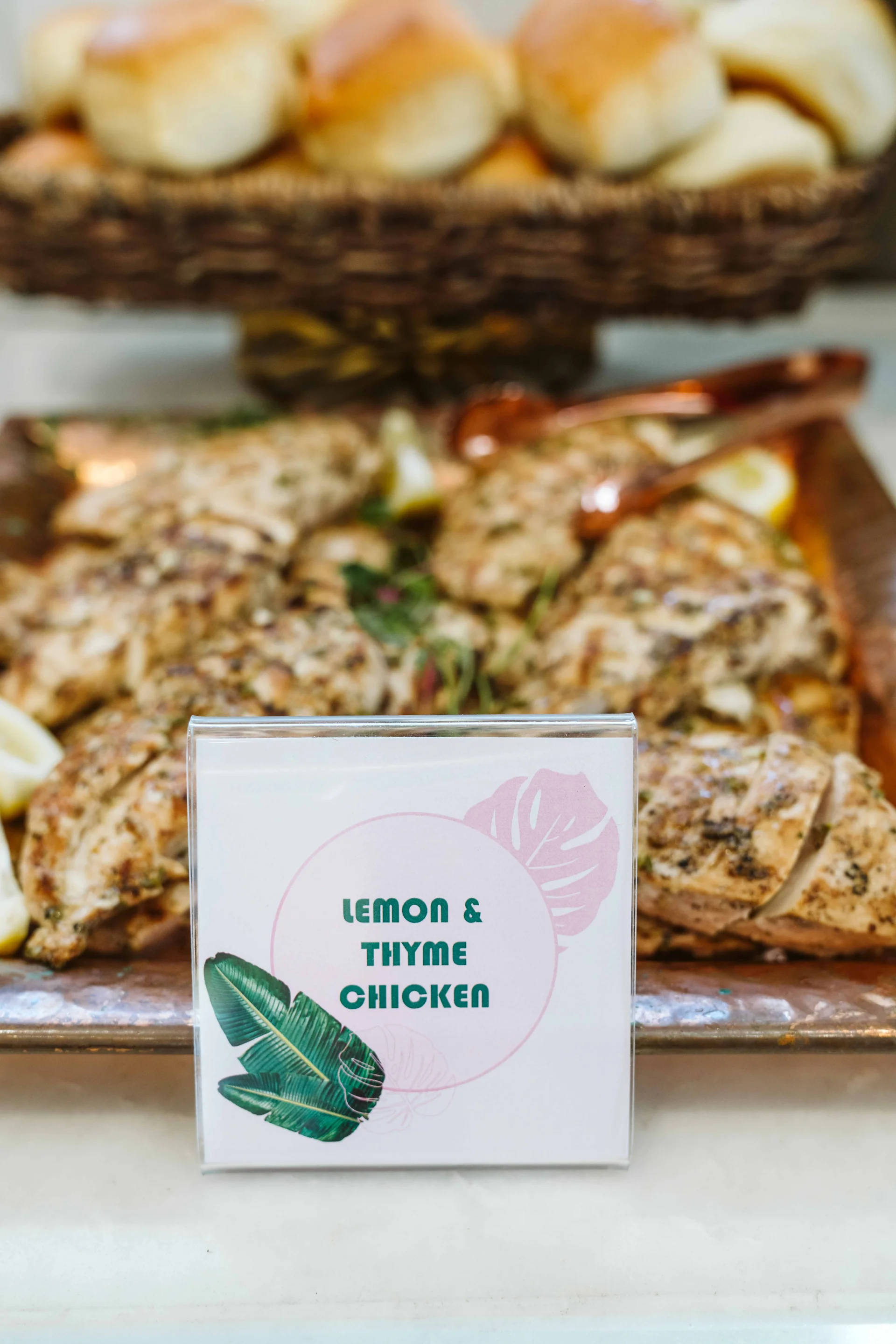 Lemon and thyme chicken on the dinner buffet